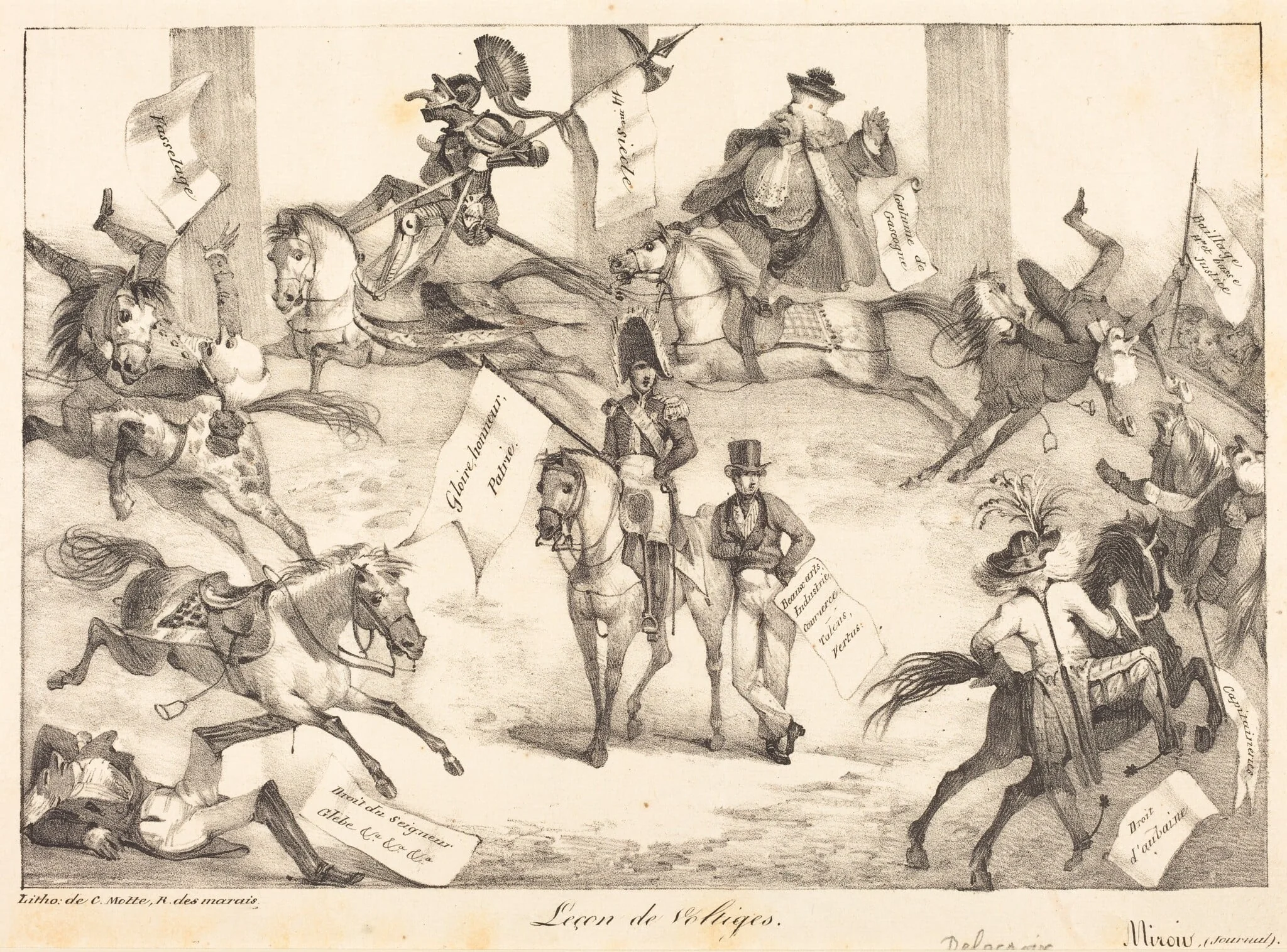 Leçon de Voltiges (Trick Riding), by Eugène Delacroix, ink, 1822