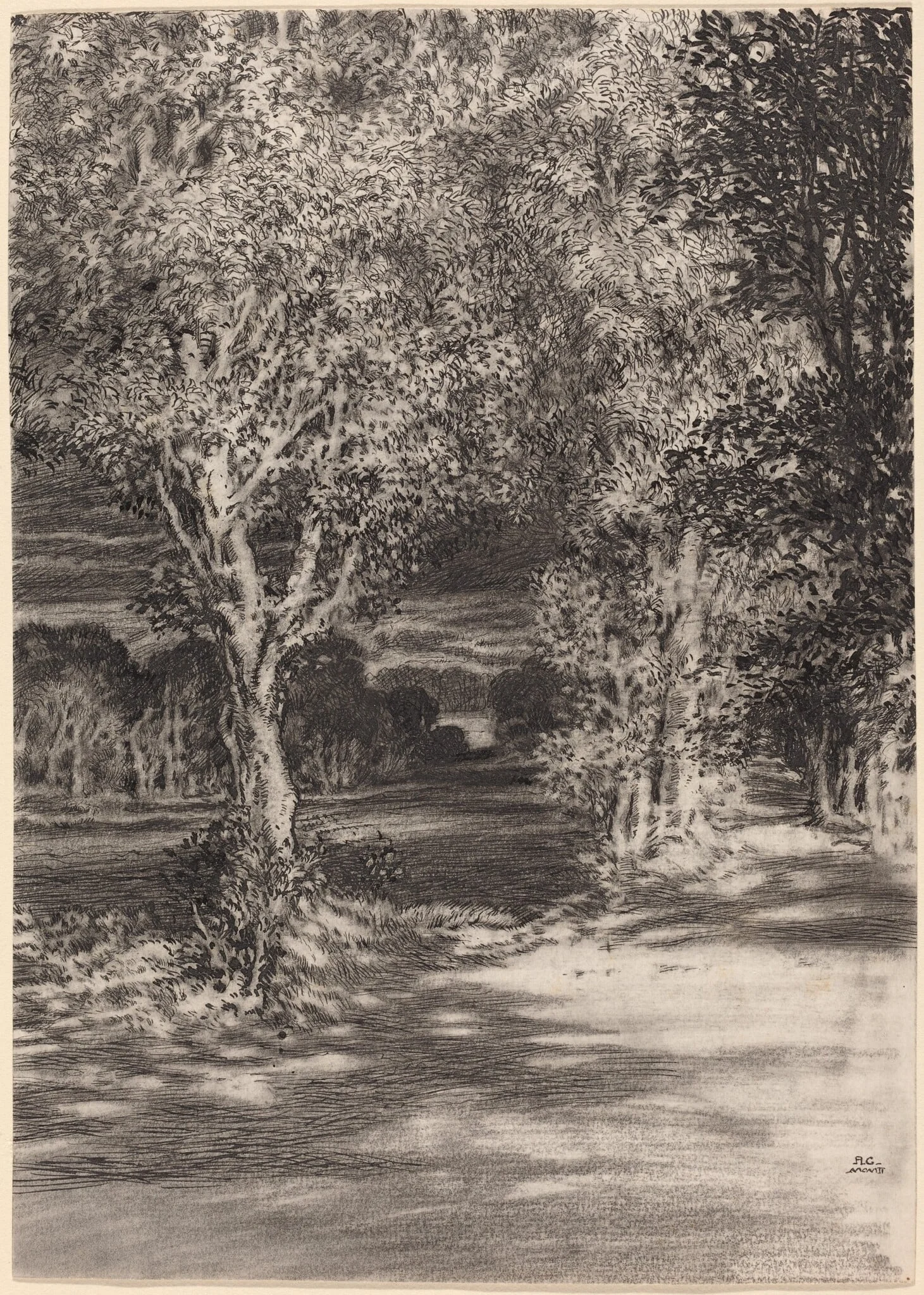Sunset and Moonrise at Cilian-Aeron, by F. L. Griggs, ink, 1902