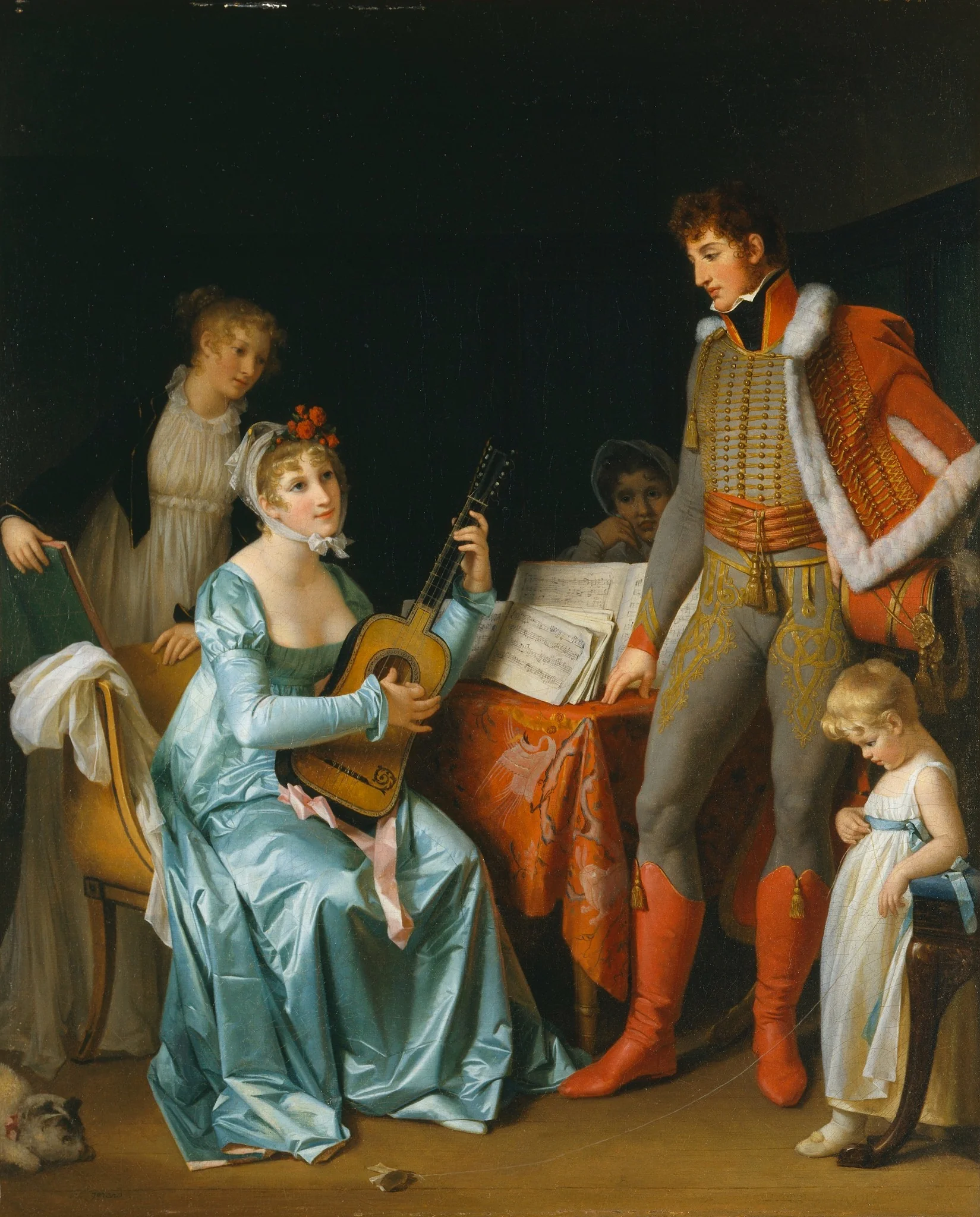 The Hussar and His Family, by Marguerite Gérard, oil, 1800