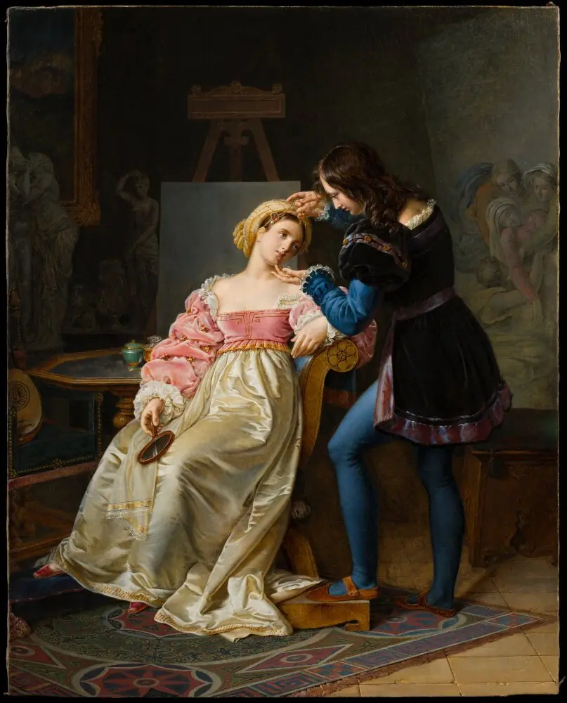 Raphael Adjusts Fornarina’s Hair Before Painting her Portrait