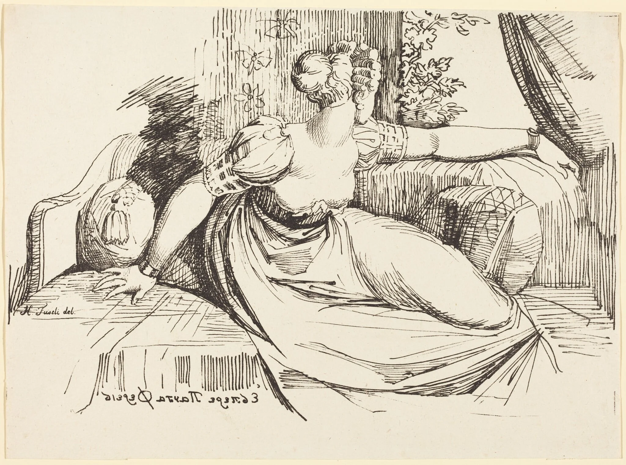 A Woman Sitting by the Window, by Henry Fuseli, ink, 1802