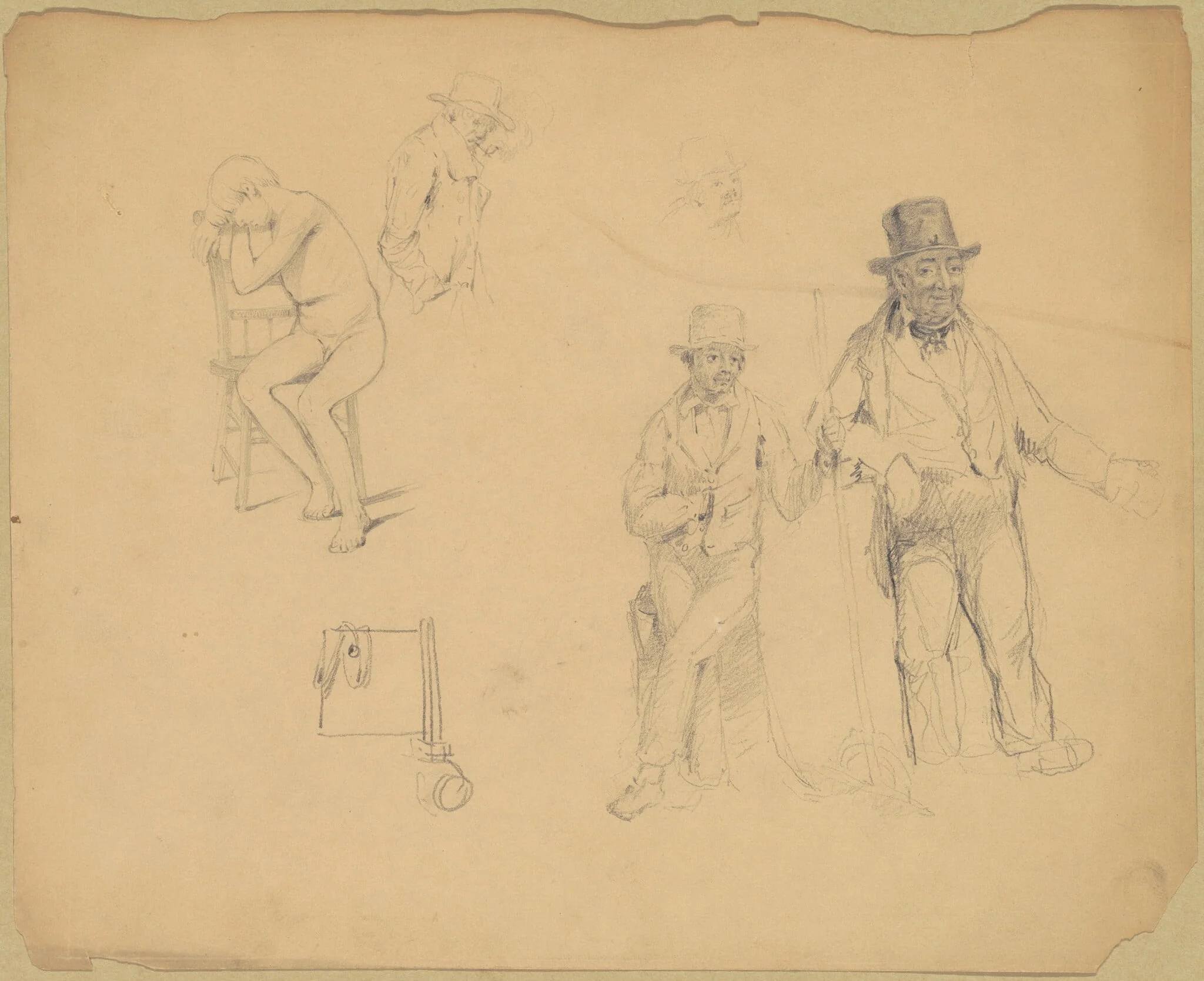 Studies of Men and Boys, by James Goodwyn Clonney, graphite, 1845