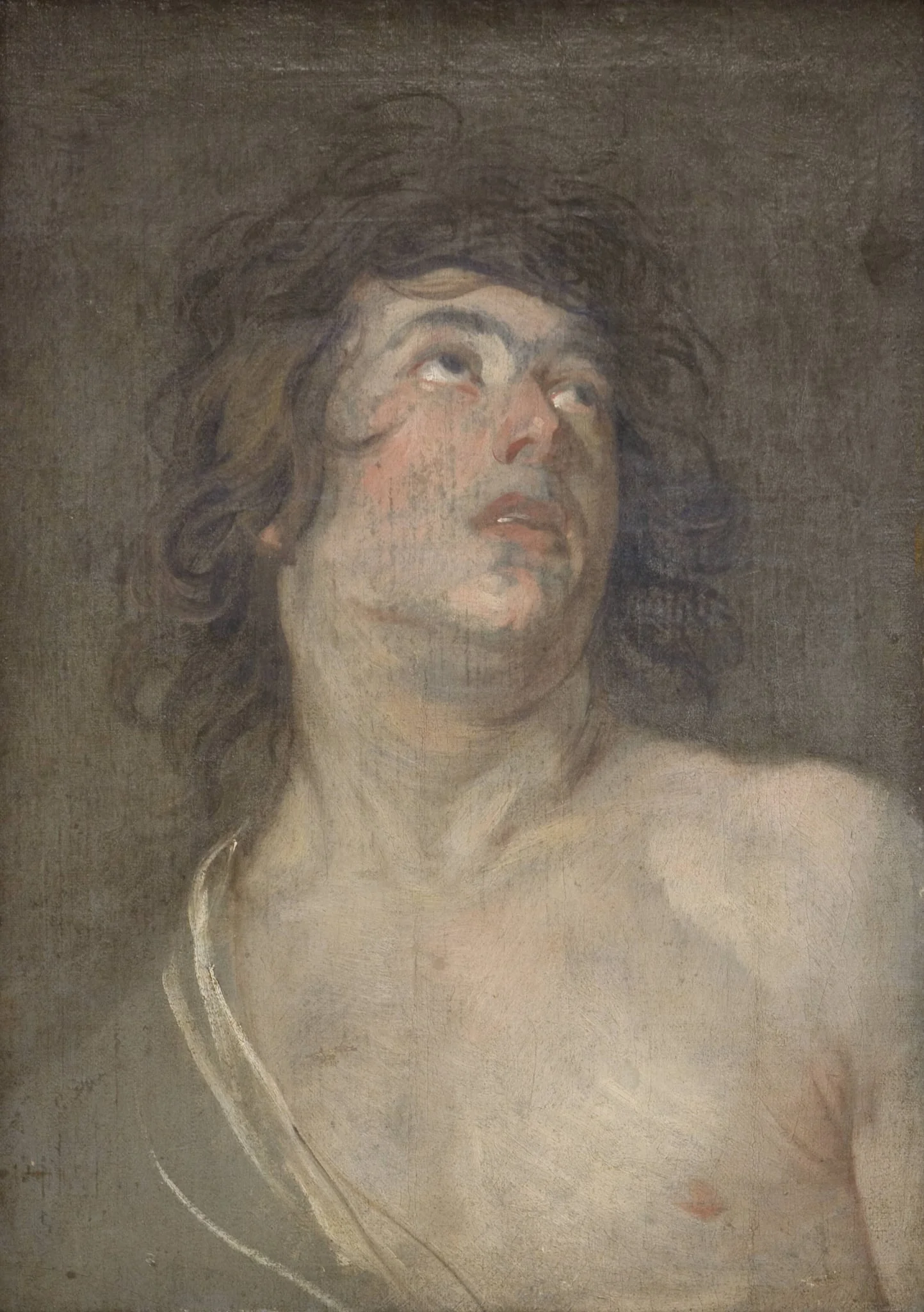 Study Head of a Young Man Looking Upwards. St Sebastian, by Unknown, 1650