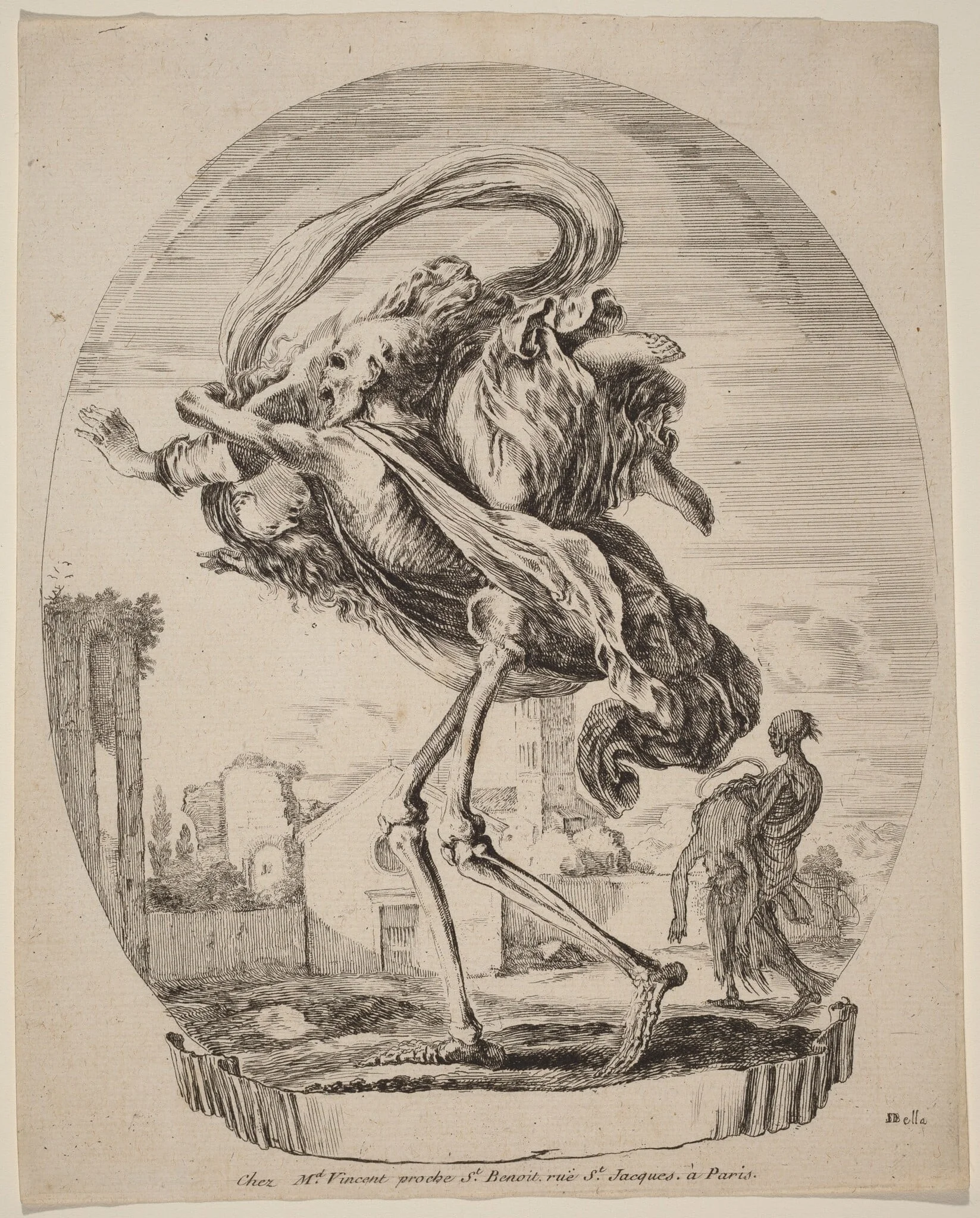 Death Carrying a Woman, by Stefano Della Bella, ink, 1648