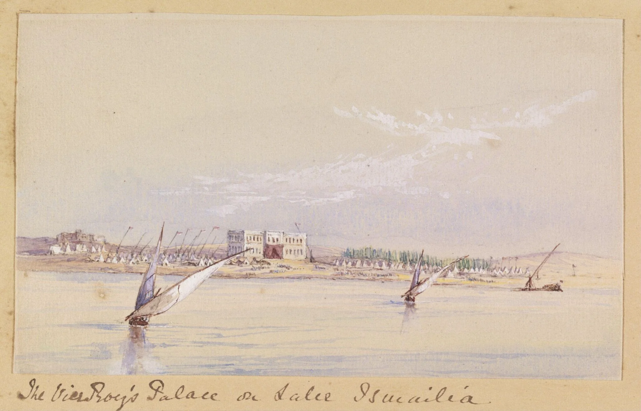 The ViceRoy's Palace on Lake Ismailia, by Edward Hovell Thurlow, watercolor, 1850
