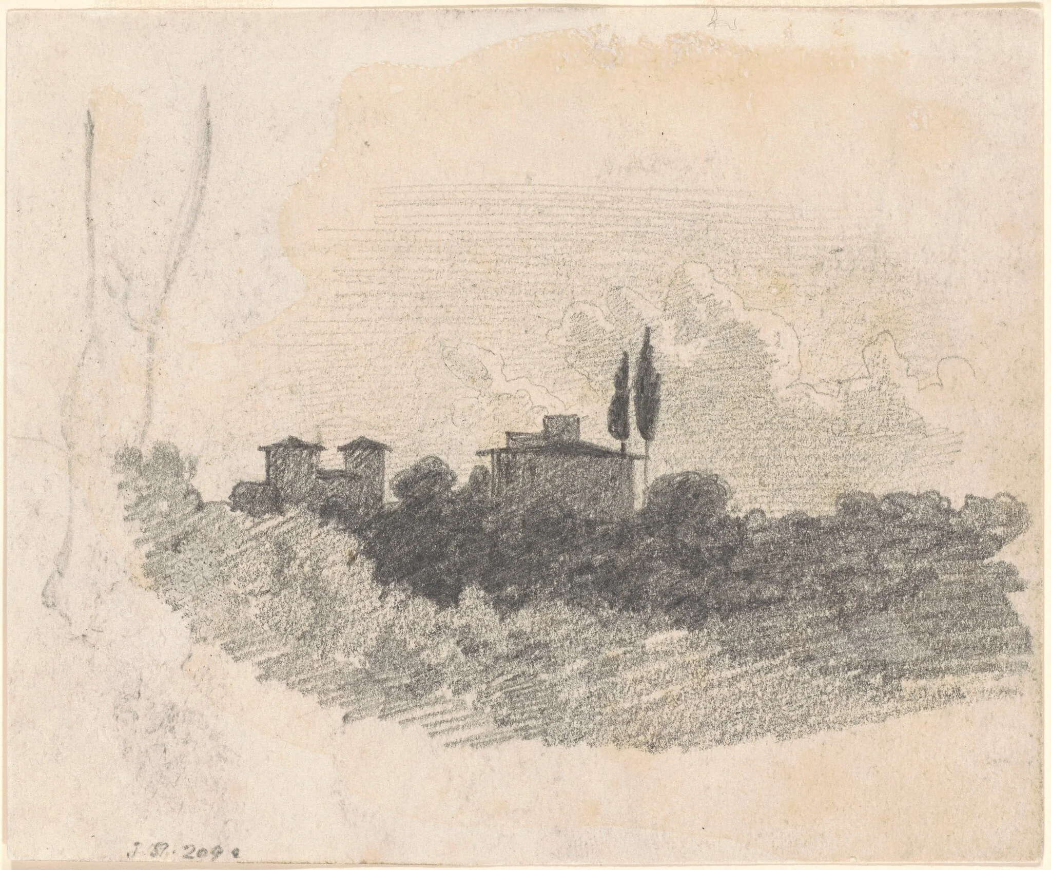 Italian Villa [recto], by John Singer Sargent, graphite, 1871