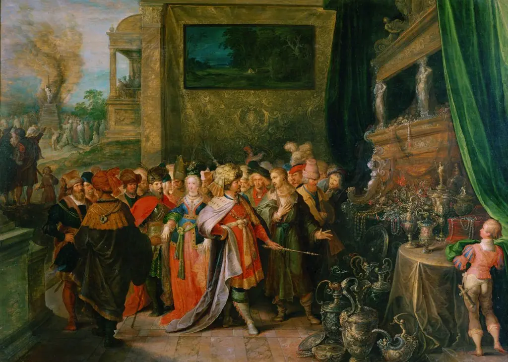 Croesus displays his treasures to Solon