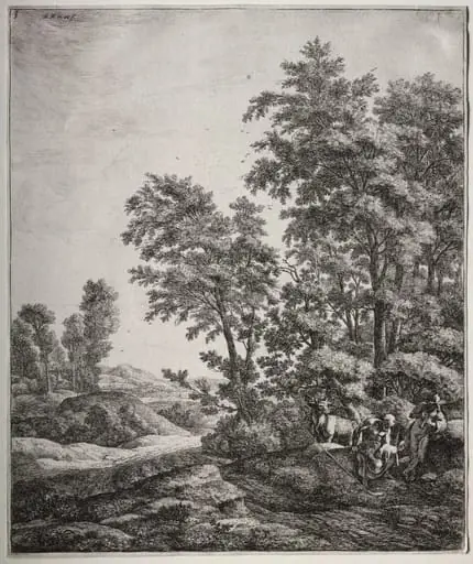 Six large upright landscapes with scenes from Ovid's Metamorphoses: Mercury and Argus