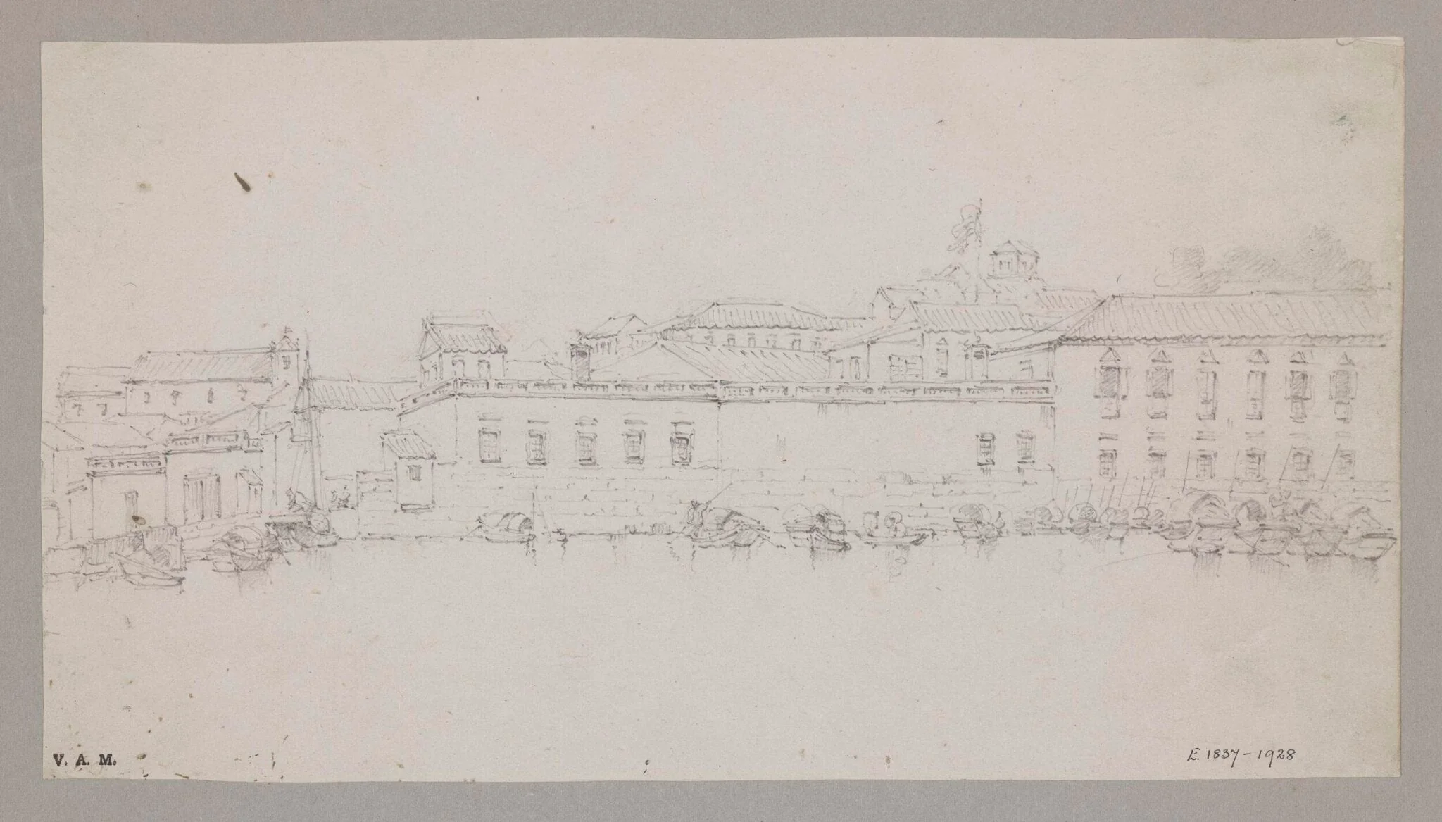 Buildings flanking the Inner Harbour, Macau, by Unknown, 1850