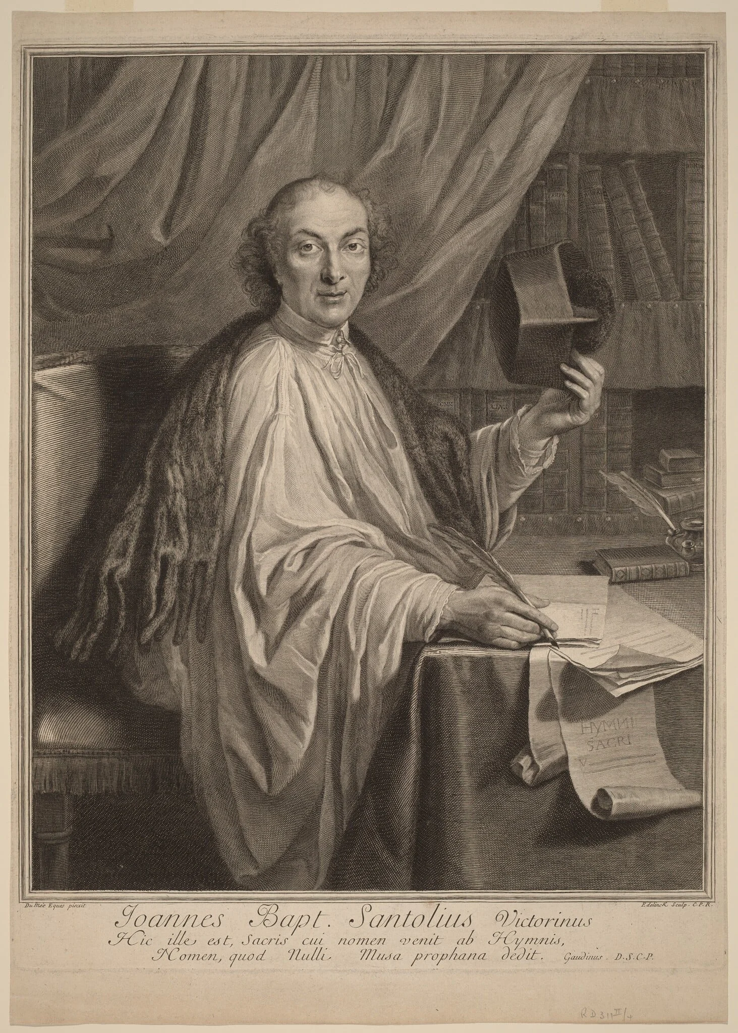 Jean-Baptiste Santeuil, by Gerard Edelinck, ink, 1674