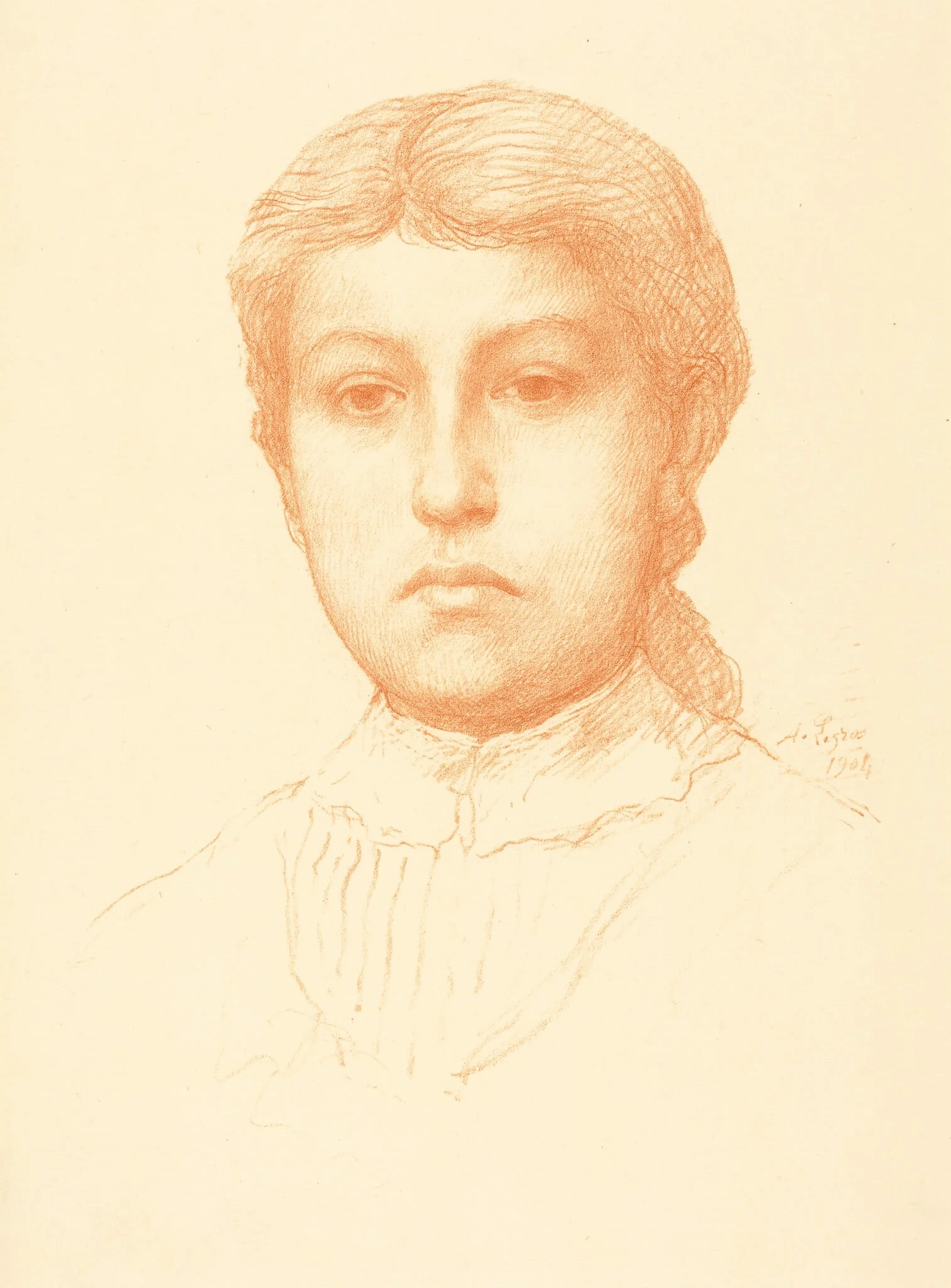 Head of a Young Girl (Tete de jeune fille), by Alphonse Legros, ink, 1874
