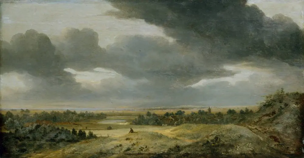 View from the dunes across the Dutch plain