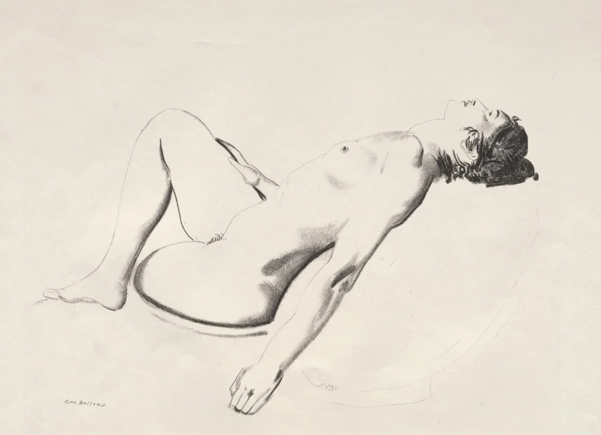 Nude Study, Woman Lying on a Pillow, by George Bellows, 1924
