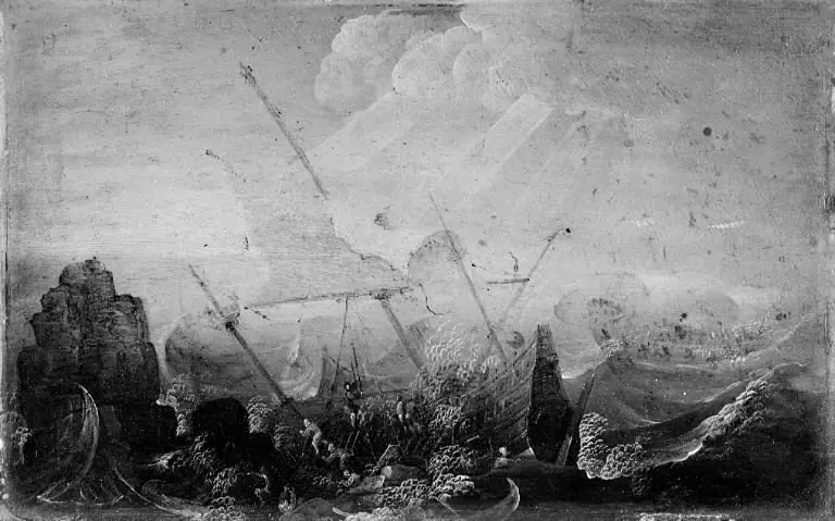 Shipwreck against a Rock
