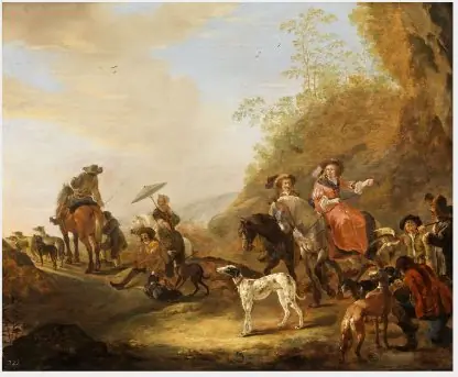 A Hunting Party in a Landscape