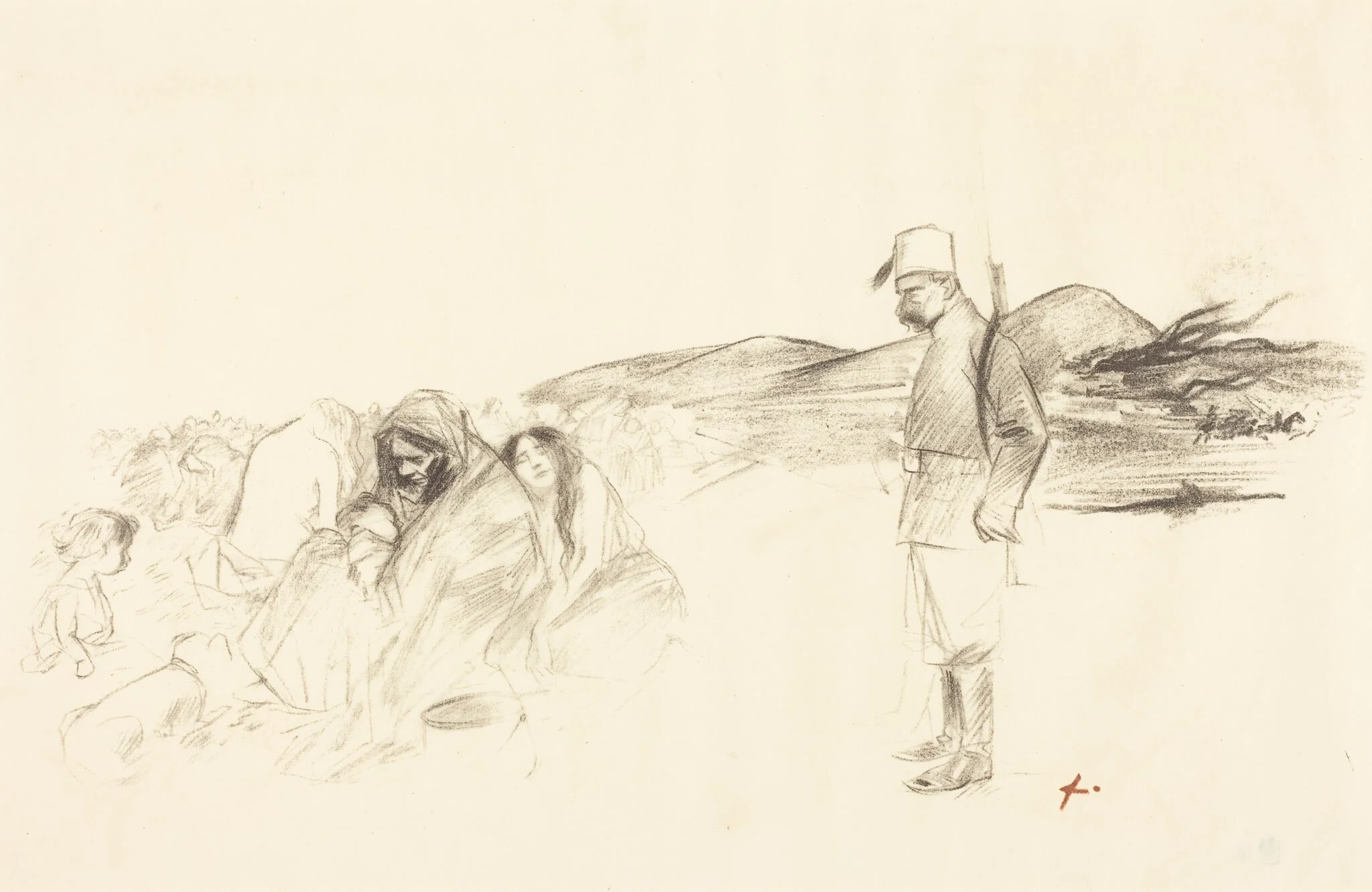 En Grèce (In Greece), by Jean-Louis Forain, ink, 1897