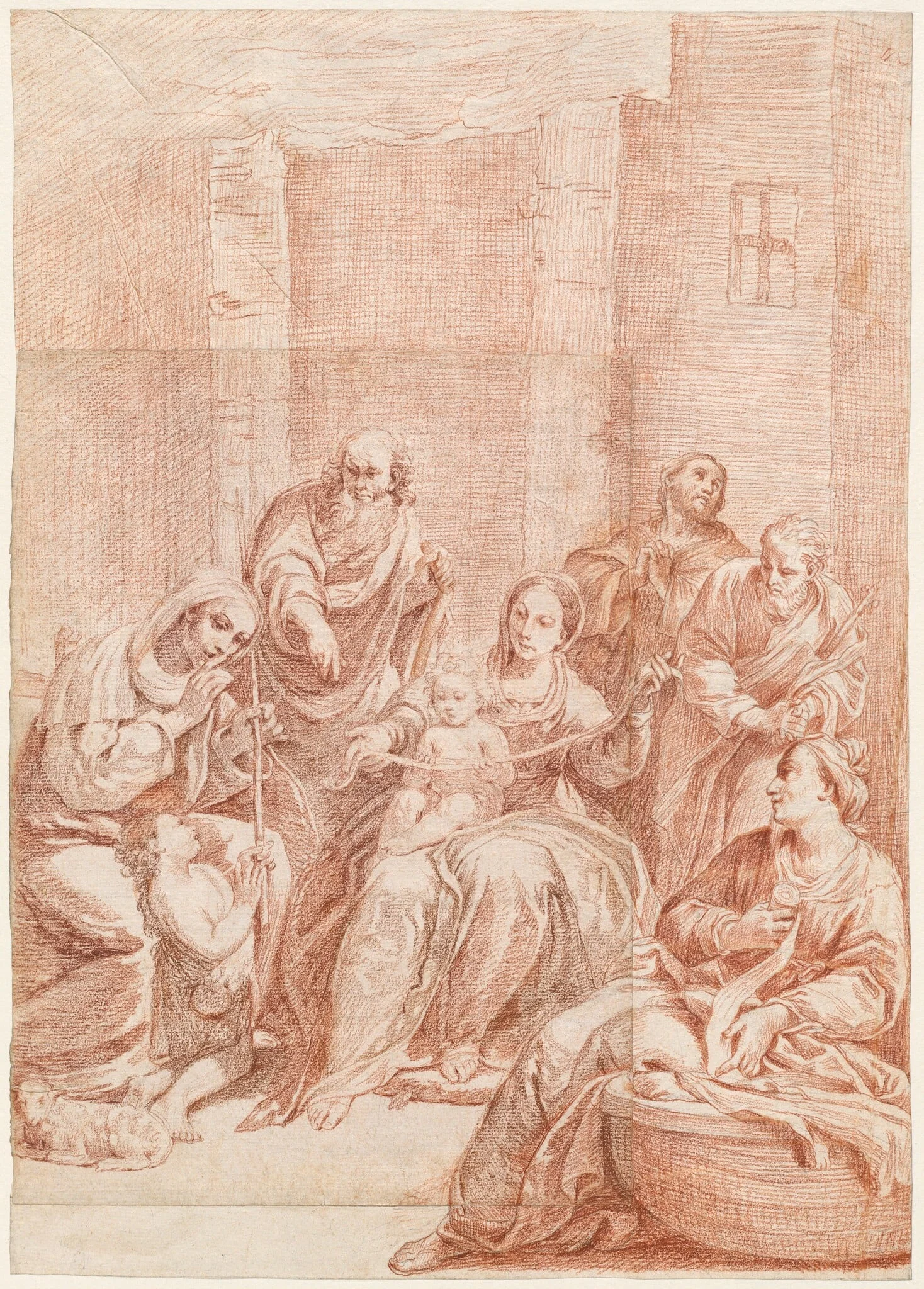 The Holy Family, by Giuseppe Maria Crespi, chalk, 1690