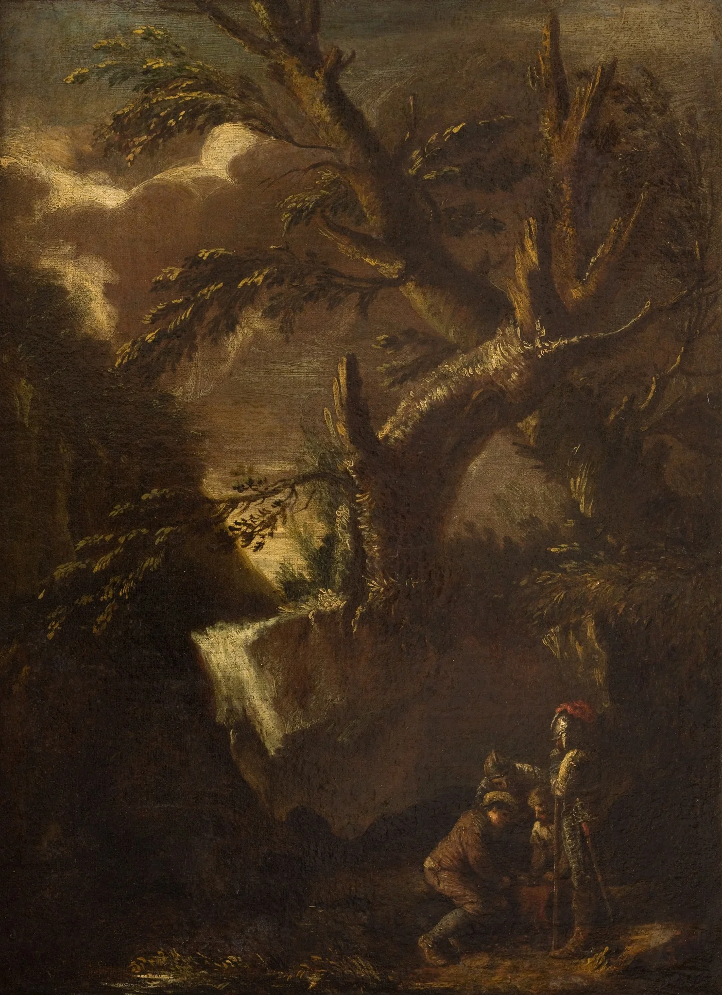 Landscape with Dice Players, by Unknown, oil, 1650