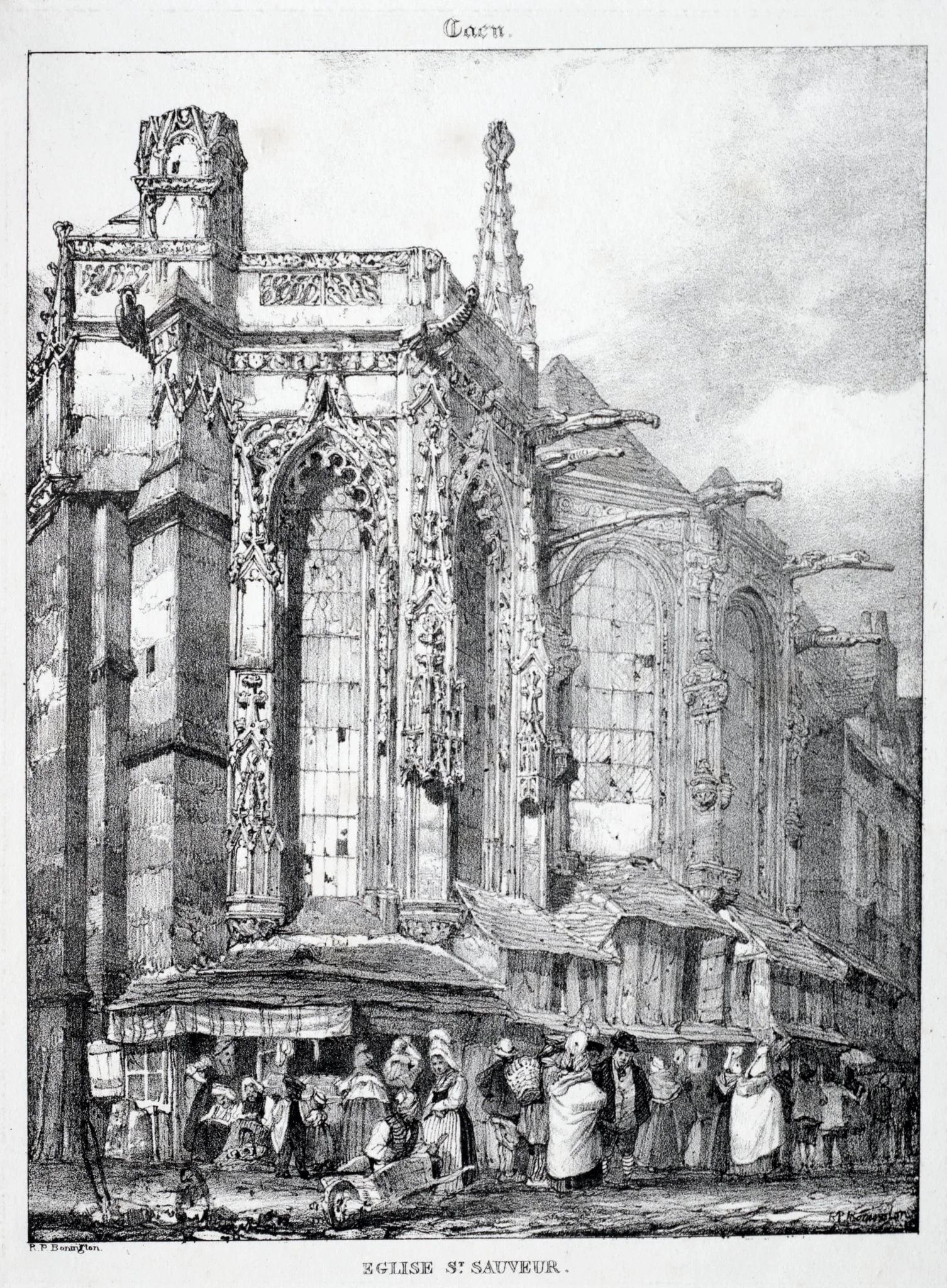 Restes et Fragmens d'Architecture du Moyen Age:  Église St. Sauveur, Caën, by Richard Parkes Bonington, 1825