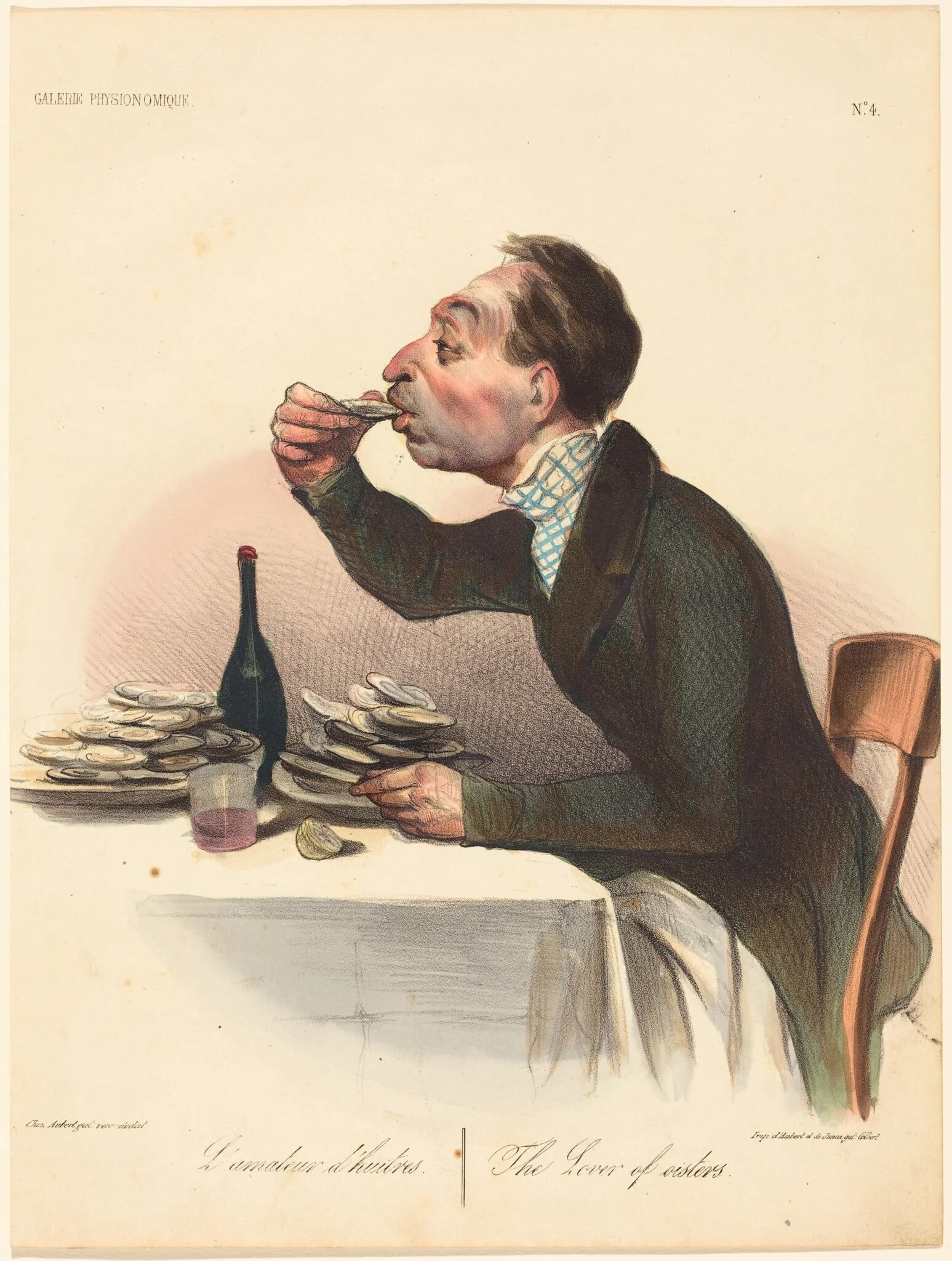 L'amateur d'huitres, by Honoré Daumier, ink, 1836