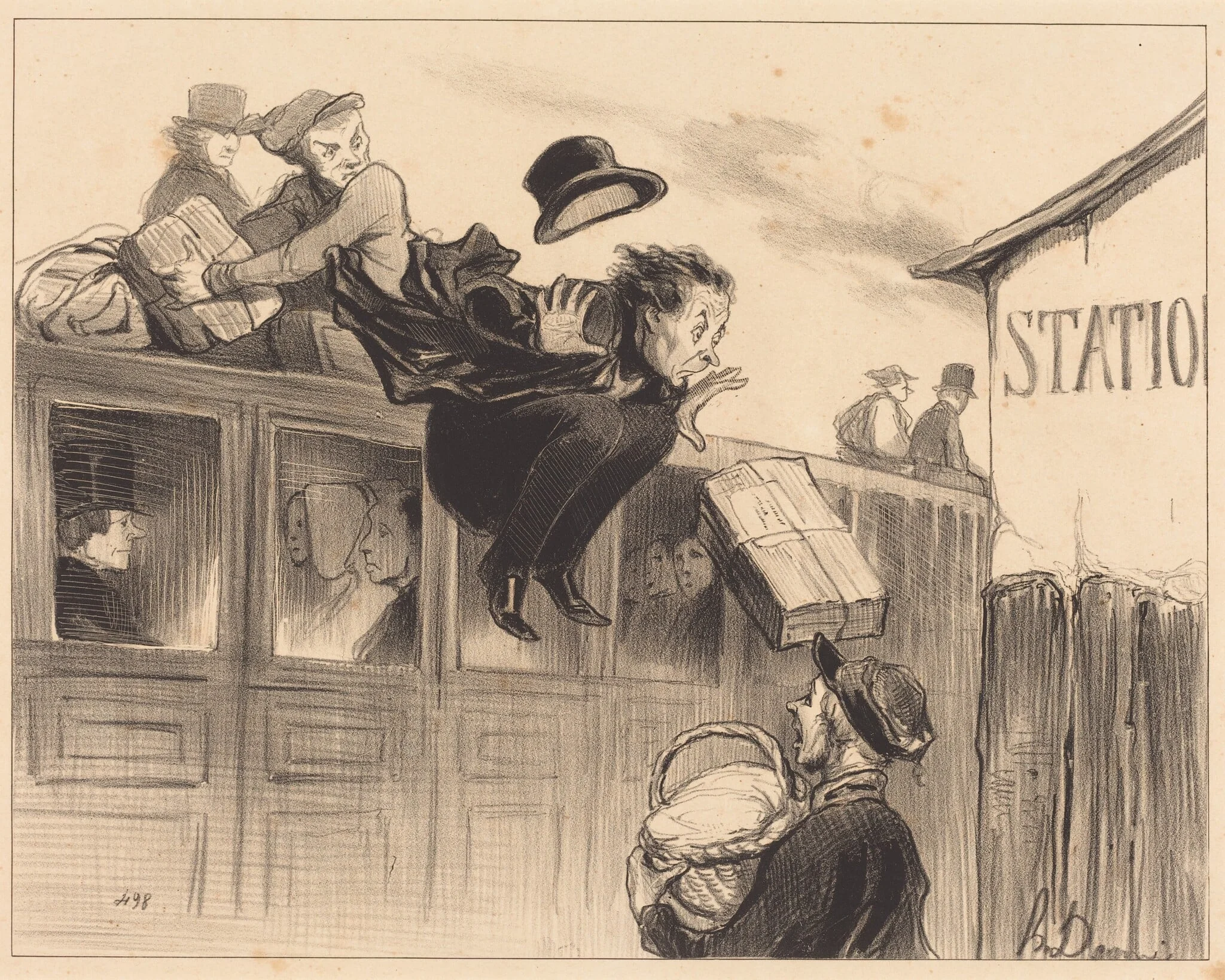 Trente secondes de station, by Honoré Daumier, ink, 1843
