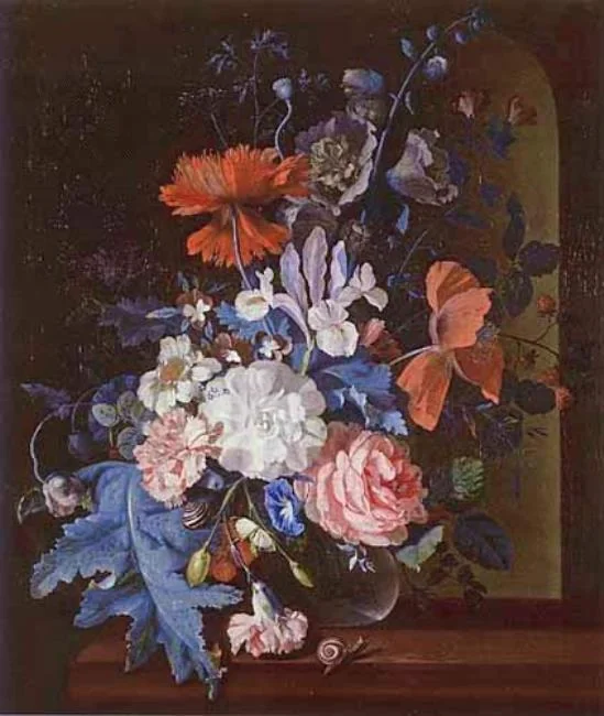 A Vase of Flowers, by Justus van Huysum, oil, 1716