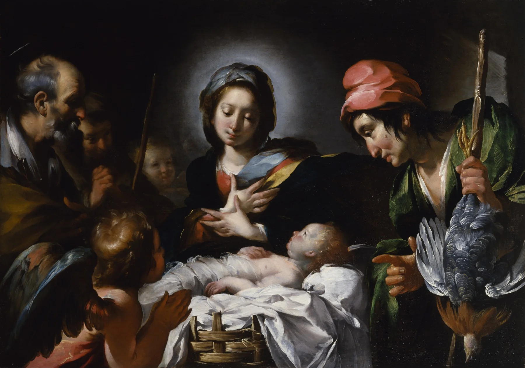 The Adoration of the Shepherds, by Bernardo Strozzi, oil, 1615