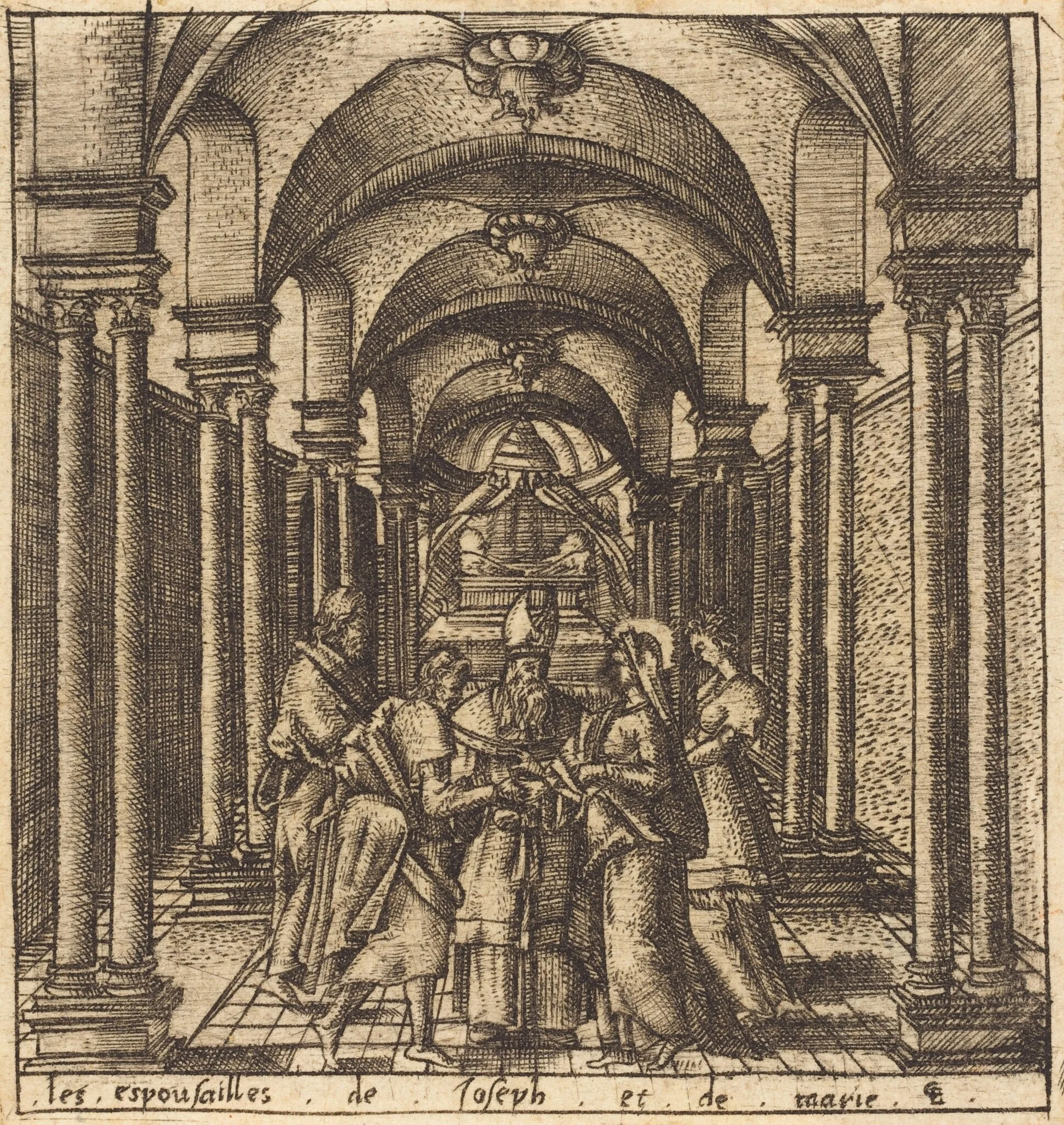 The Marriage of the Virgin, by Léonard Gaultier, ink, 1578