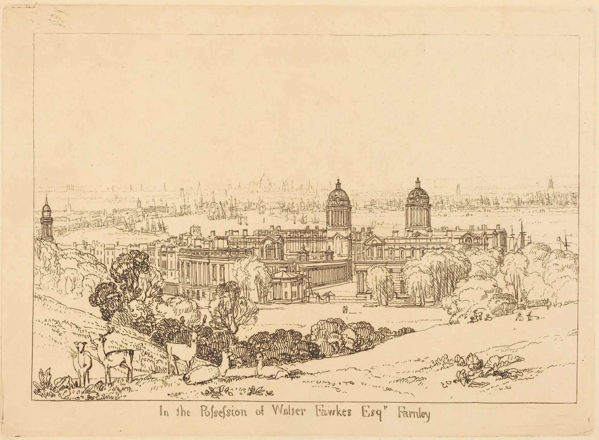 London from Greenwich, by Joseph Mallord William Turner, ink, 1811
