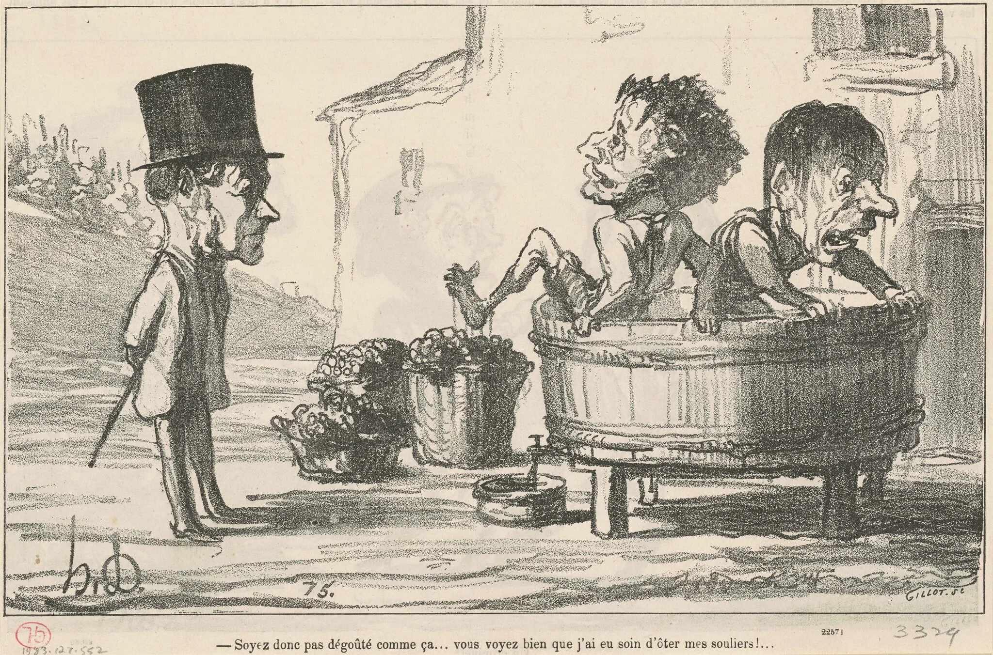 Soyez donc pas dégouté comme ca ..., by Honoré Daumier, ink, 1864