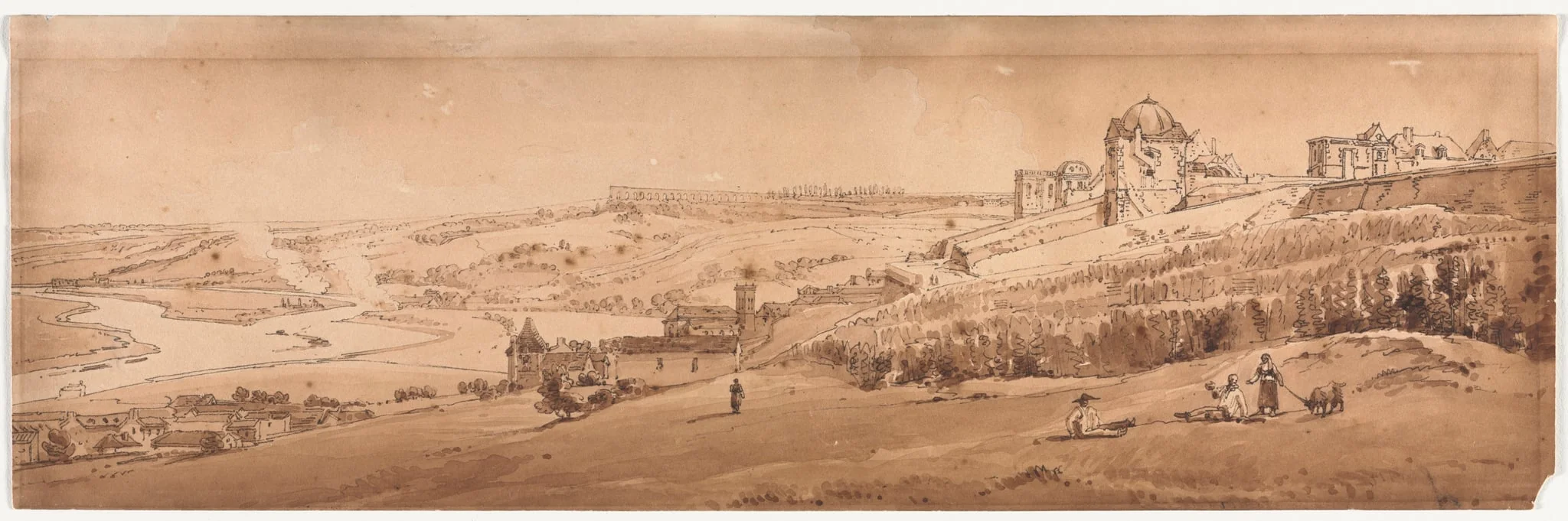 A Selection of Twenty of the Most Picturesque Views in Paris:  View from Palace Terrace at St. Germain-en-Laye,  the Aqueduct of Marli seen in the Distance, by Girtin, 1802