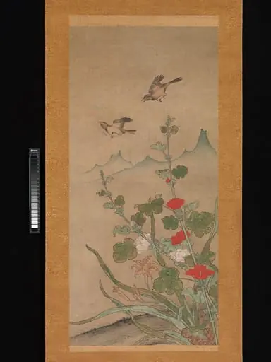 式部輝忠筆　夏秋花鳥図|Birds and Flowers of Summer and Autumn