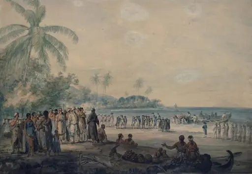 The Landing of the Remains of the Honourable Col. Cathcart for interment at Anger(e) Point in the Island of Java