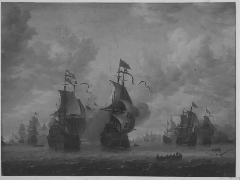 Sea battle between English and Dutch ships