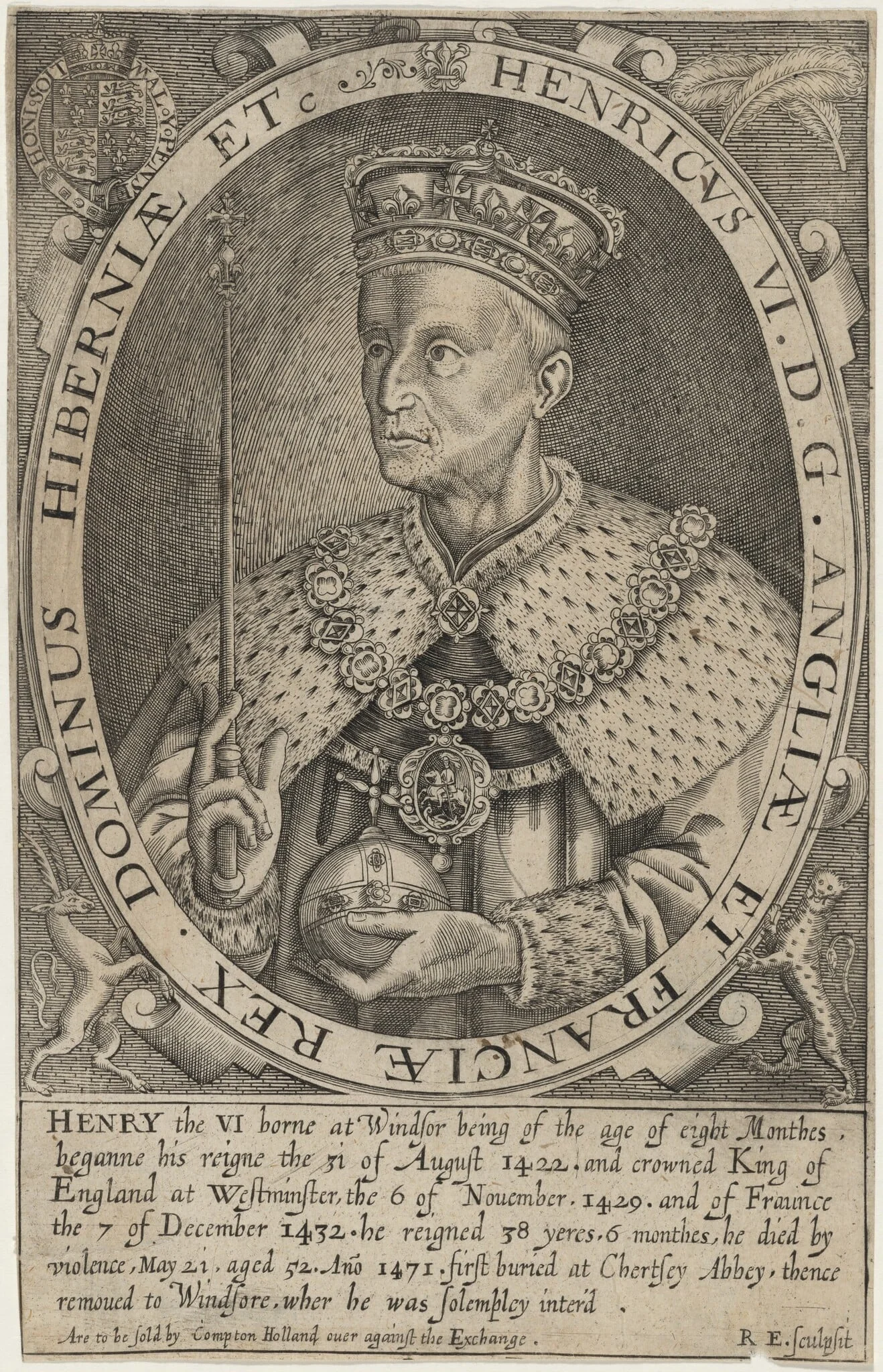 Henry VI of England, by Renold Elstrack, ink, 1598