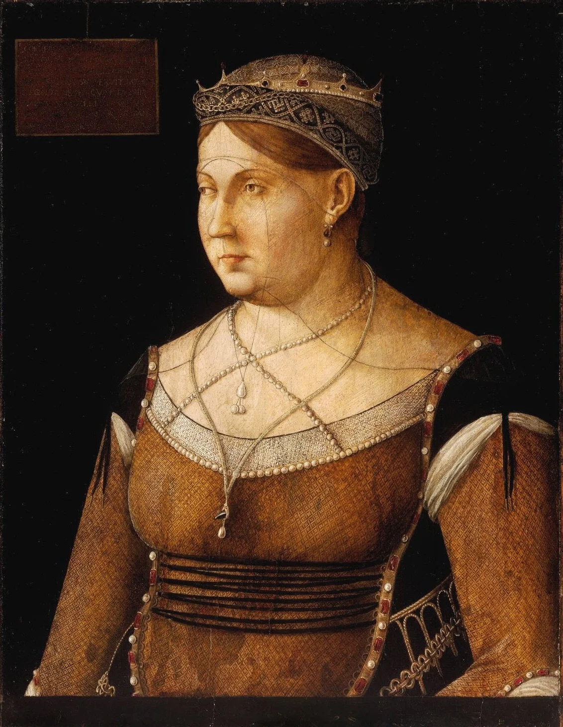 Portrait of Queen Caterina Cornaro, by Gentile Bellini, oil, 1500