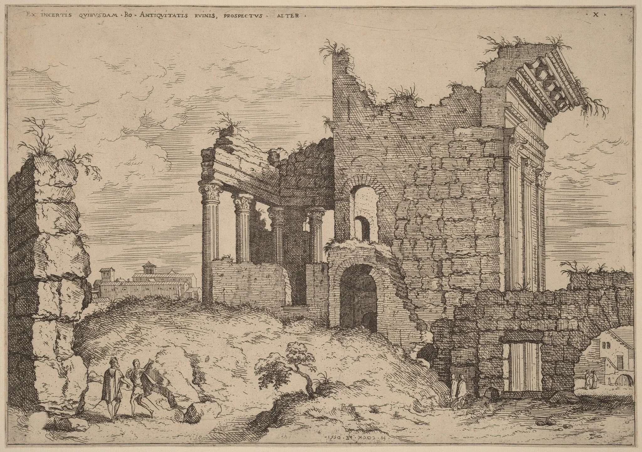 Second View of the Forum of Nerva, by Hieronymus Cock, ink, 1550