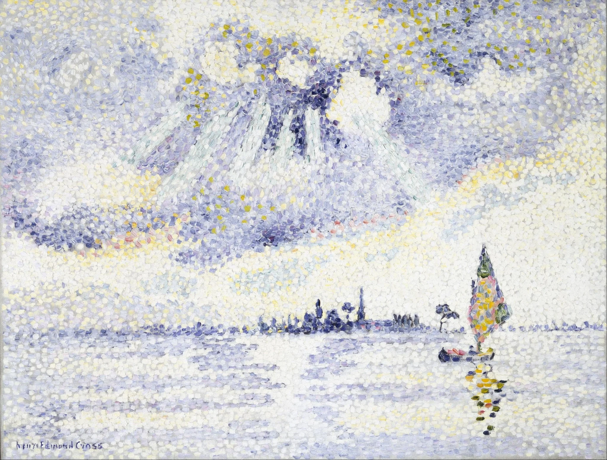 Sunset on the Lagoon, Venice, by Henri Edmond Cross, oil, 1893