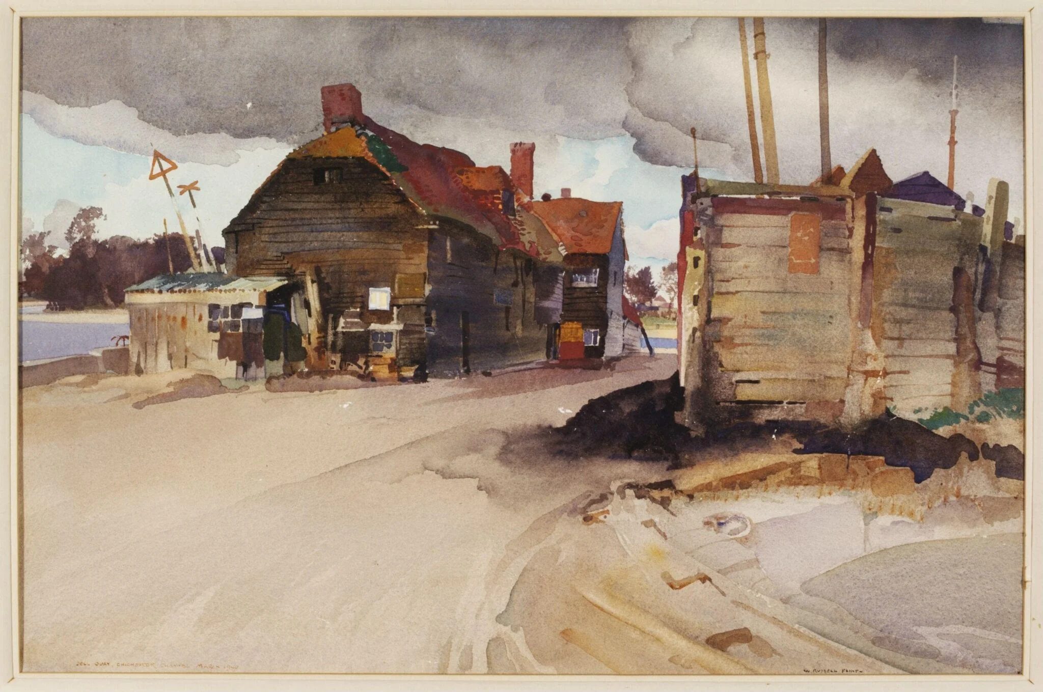 Dell Quay, Chichester Channel, by Flint, watercolor, 1940