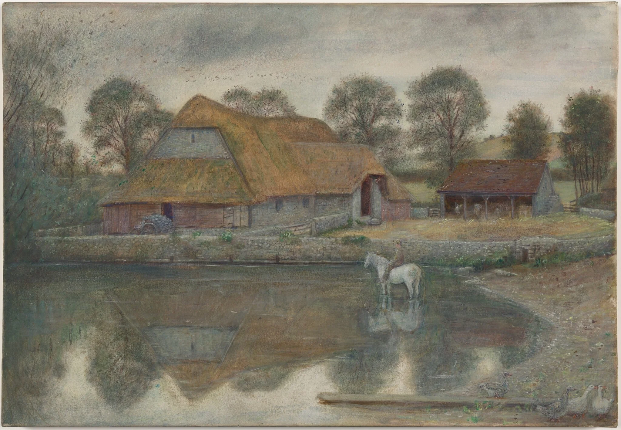 The Old Barn, Arreton, Isle of Wight, by Marie Spartali Stillman, watercolor, 1894