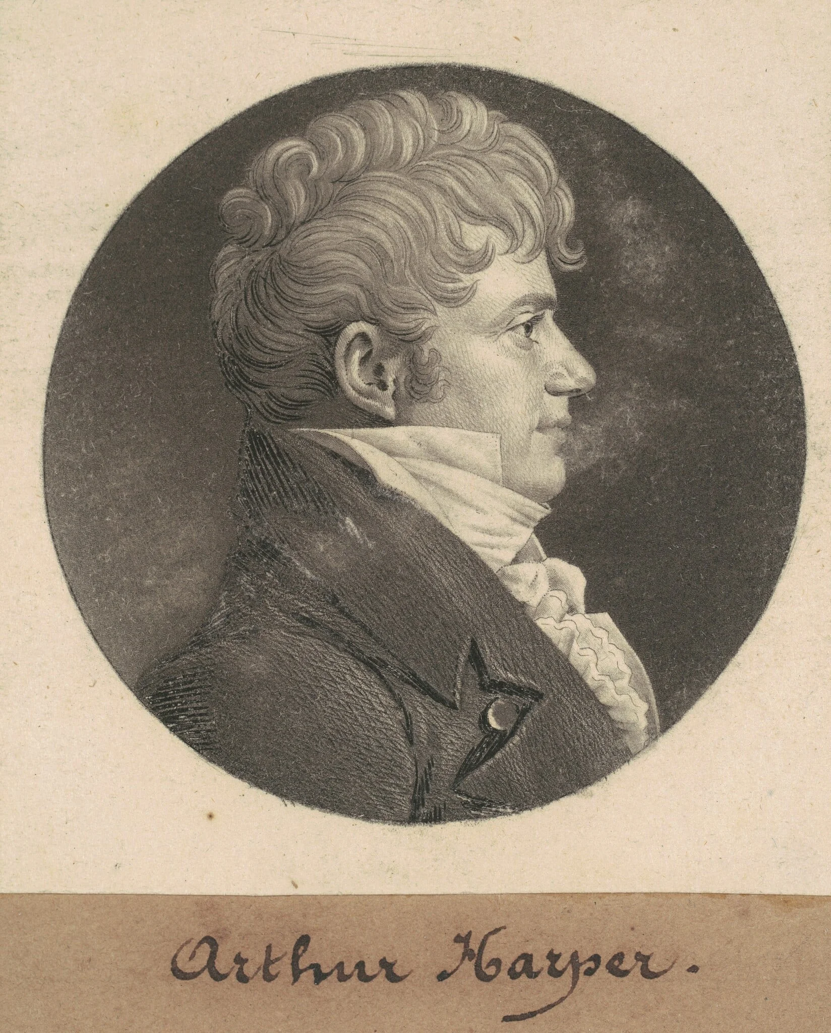 Arthur Harper, by Charles Balthazar Julien Févret de Saint-Mémin, ink, 1809