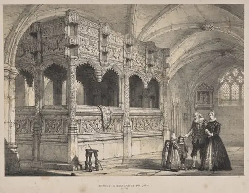Architecture of the Middle Ages:  Shrine of the Countess de la Warre in Boxgrove Priory, Sussex