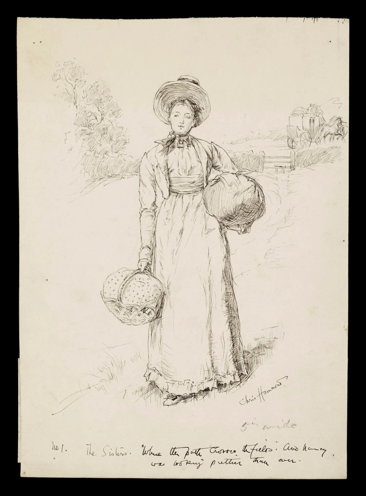 Original drawing for  illustration to 'The Sisters',  published in the English Illustrated Magazine