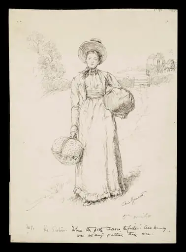 Original drawing for  illustration to 'The Sisters',  published in the English Illustrated Magazine