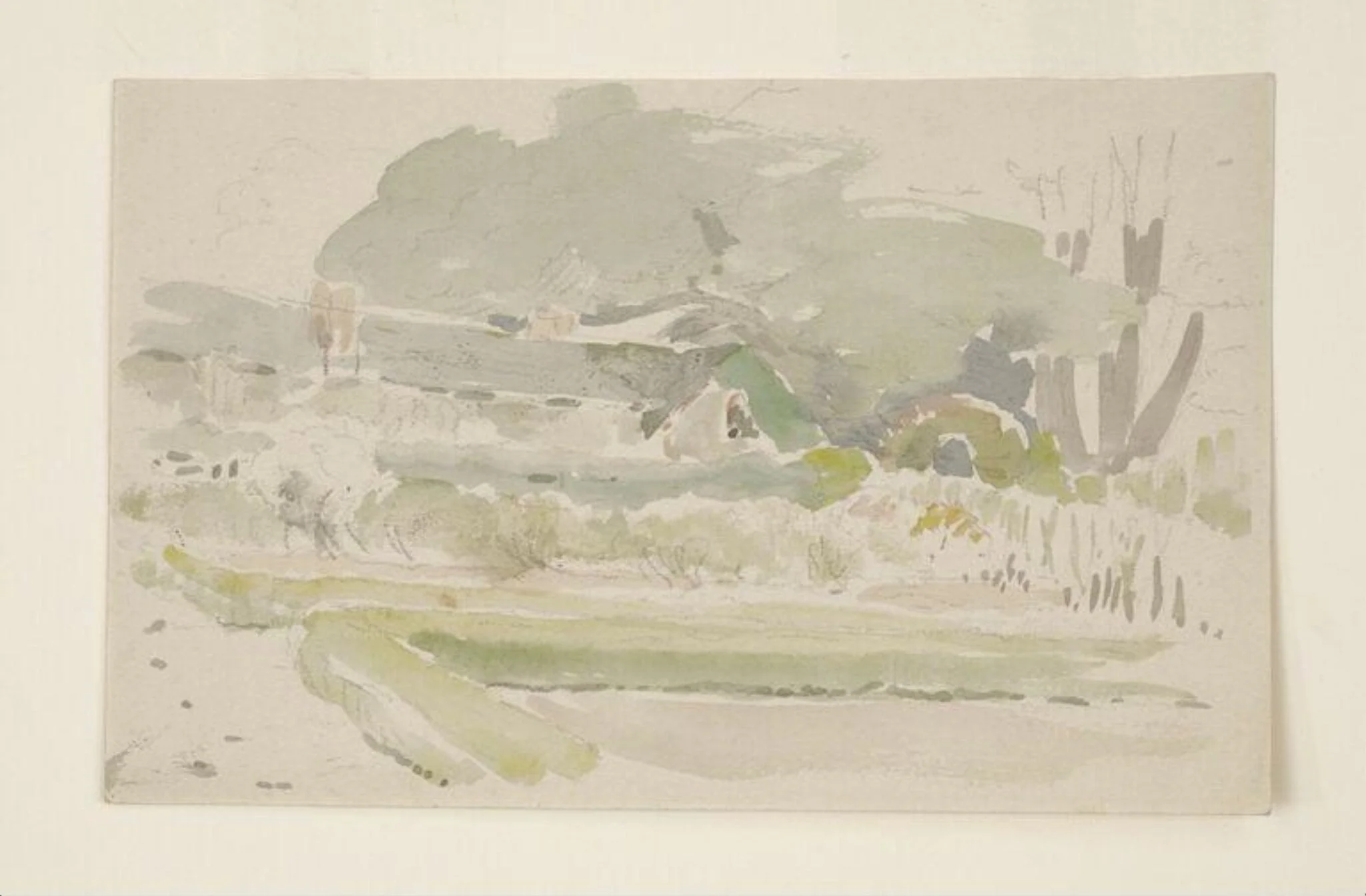 Sketch of the garden and potting shed at Gwaynynog, by Beatrix Potter, watercolor, 1909