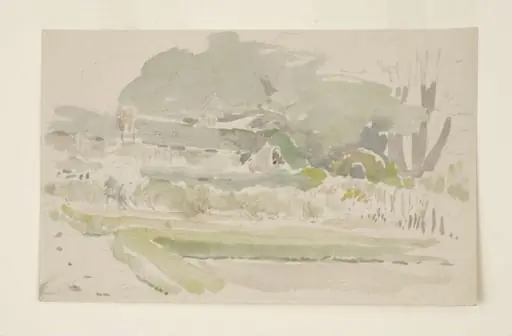 Sketch of the garden and potting shed at Gwaynynog