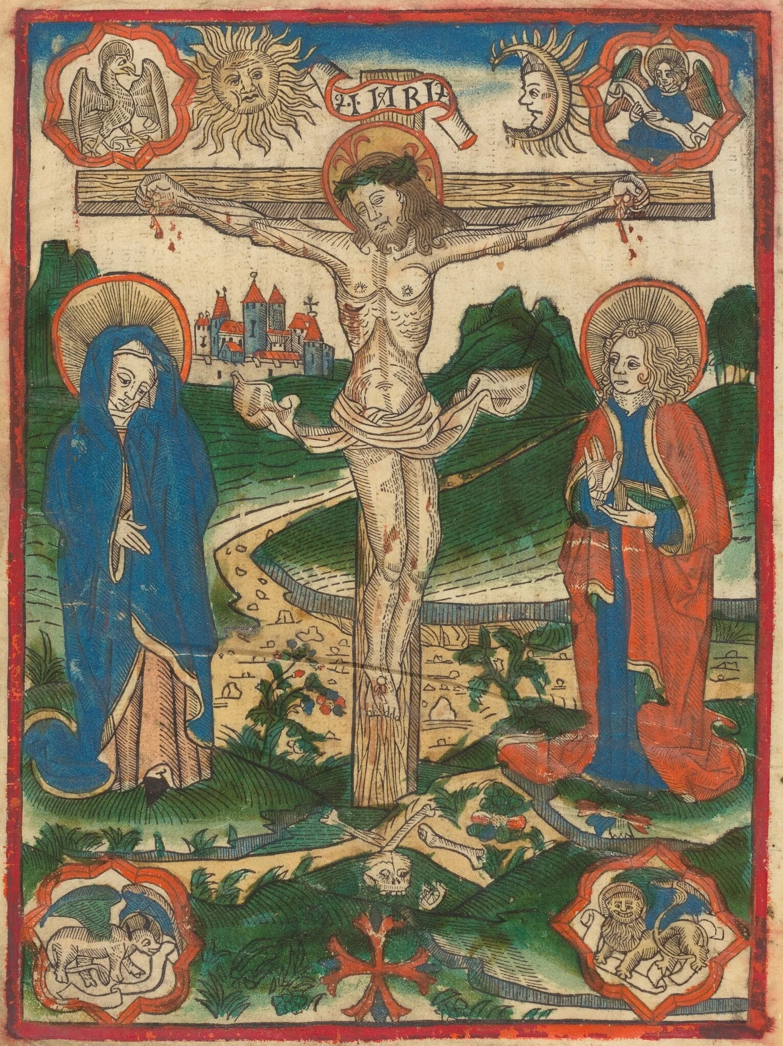 Christ on the Cross, by German 15th Century, ink, 1490