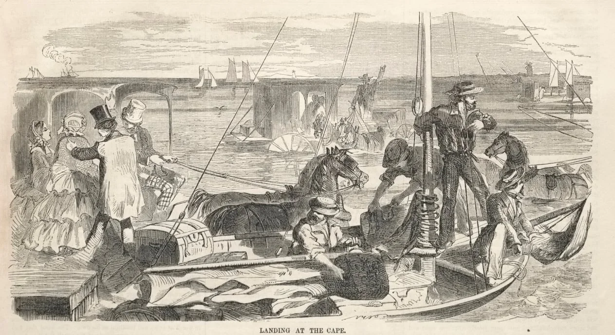 Camp Meeting Sketches:  Landing at the Cape, by Winslow Homer, 1858