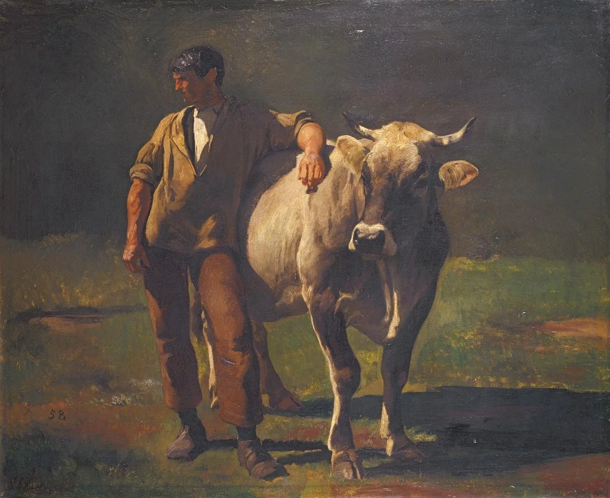 Friedli mit der Kuh. Studie, by Rudolf Koller, oil, 1858