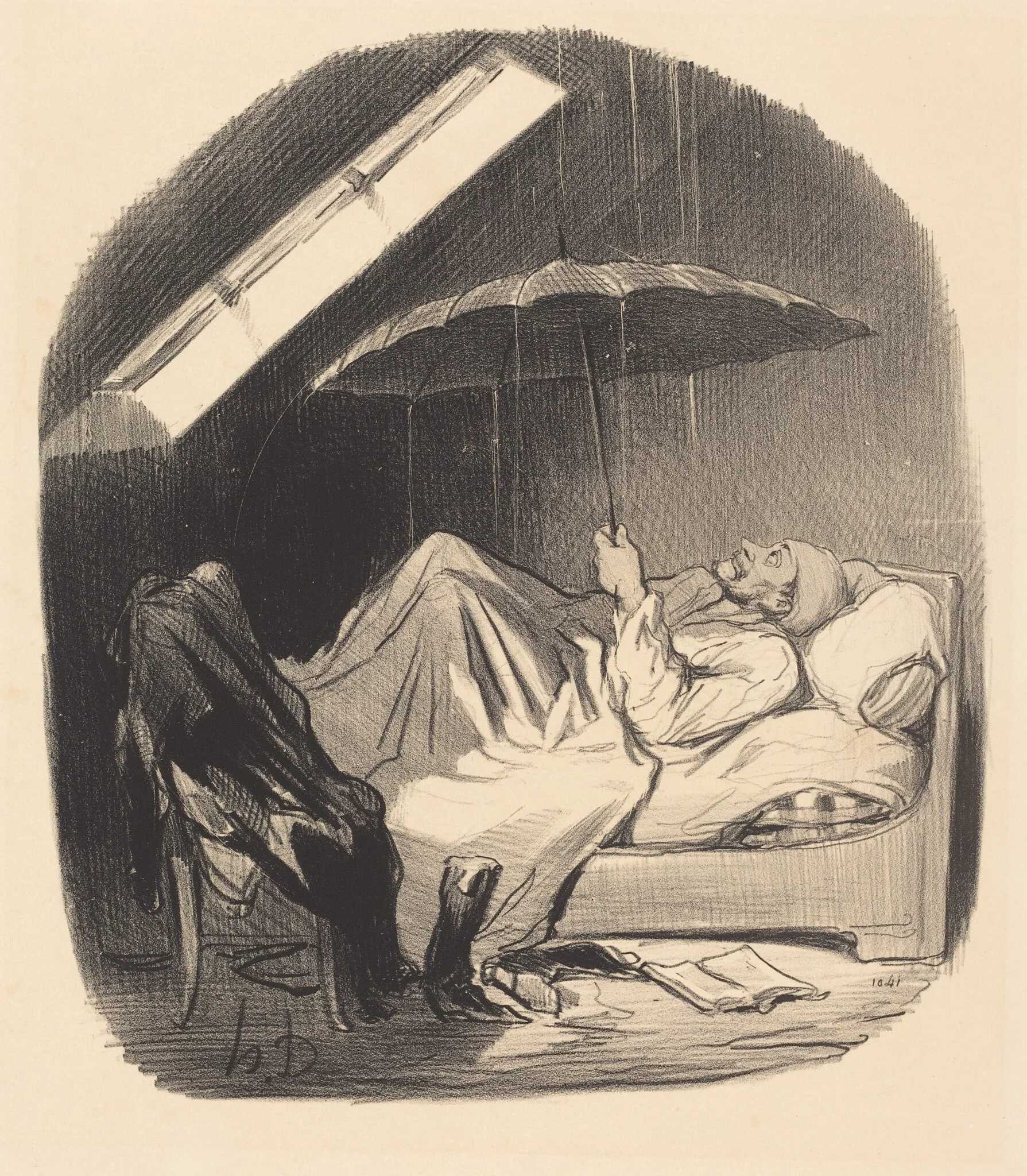 Brigand de propriétaire..., by Honoré Daumier, ink, 1847